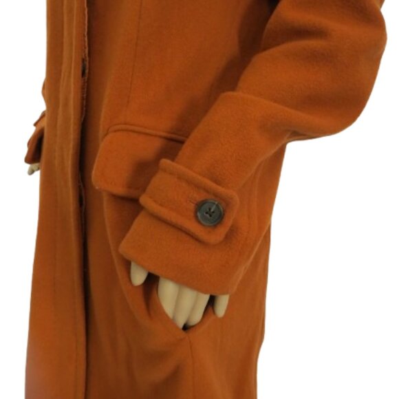 Lands' End Orange Long Wool and Cashmere Coat - Picture 3 of 9